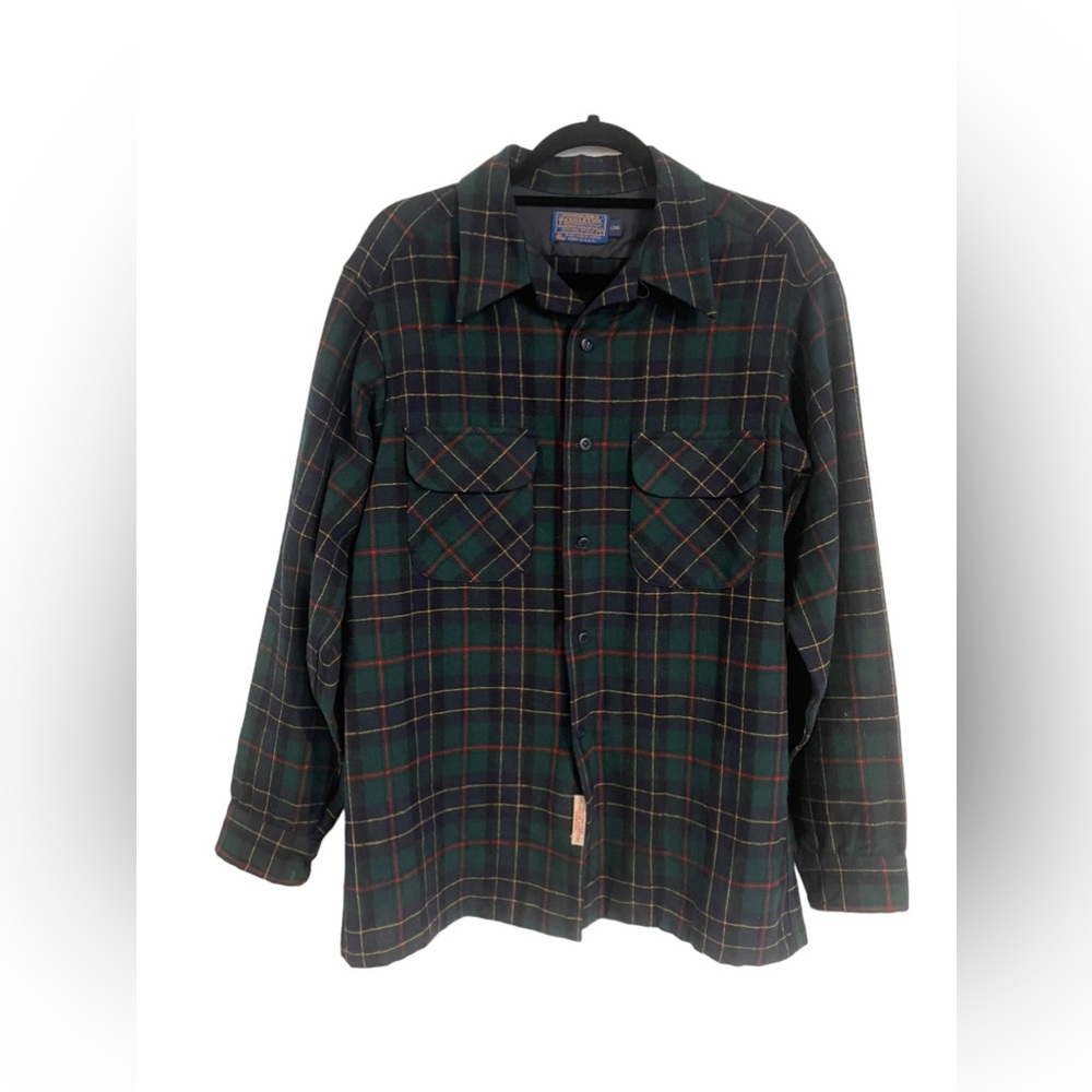 Vintage 80s Pendleton USA made check 100% virgin wool check shirt Sz:L
